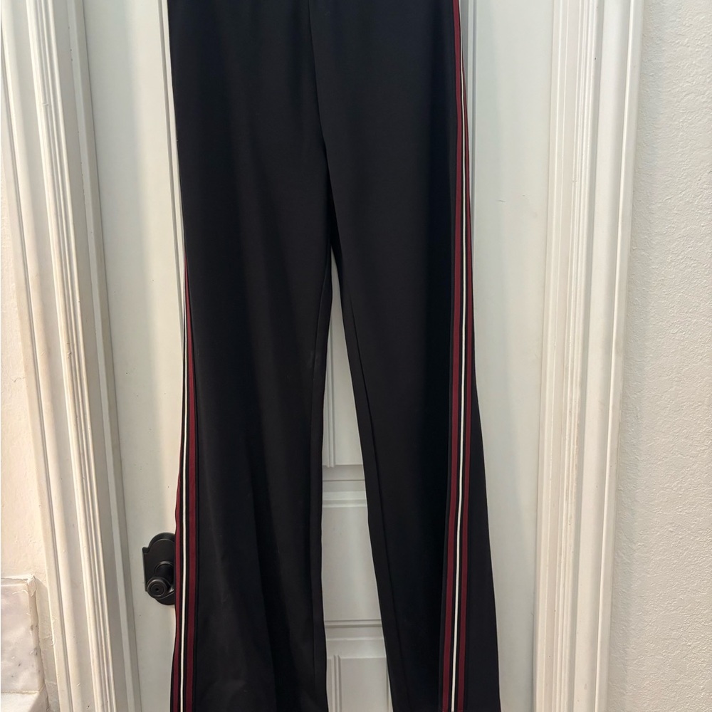 NWT Express Black Women's Pants with Red and white Stripes Small stretch